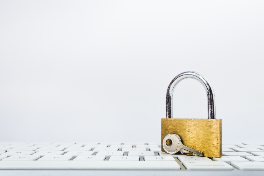 padlock on a computer keyboard