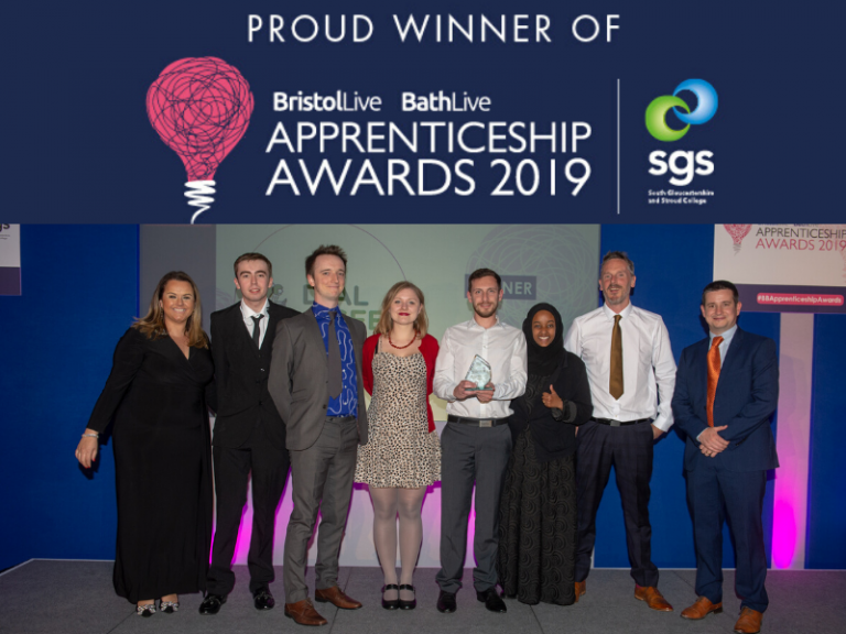 A picture of our team receiving the apprenticeships award